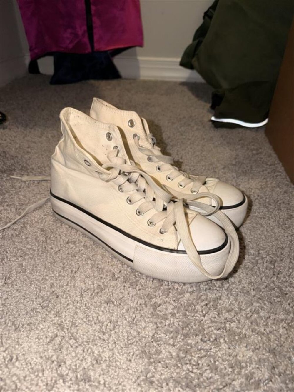 Platform white high top sneakers